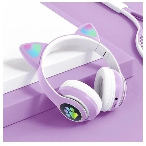 هدفون بیسیم بلوتوثی طرح گربه مدل VIV-23M با نورپردازی RGB