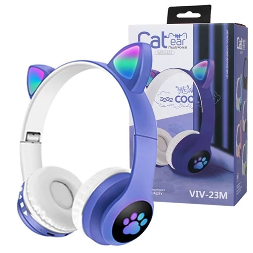 هدفون بیسیم بلوتوثی طرح گربه مدل VIV-23M با نورپردازی RGB