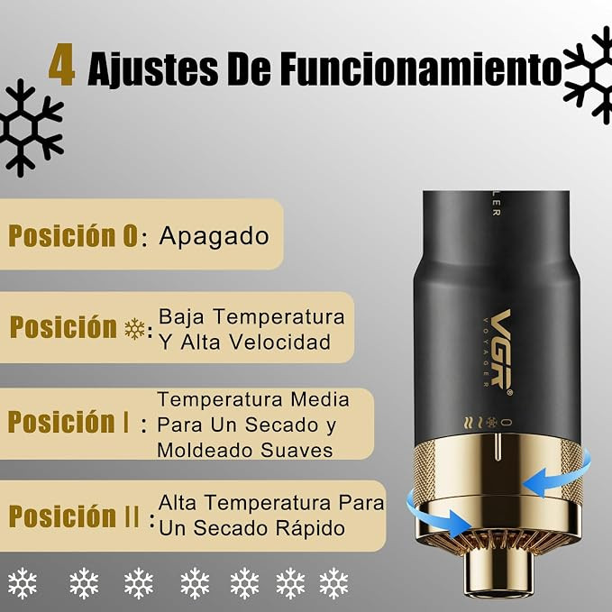 سشوار چرخشی حرفهای وی جی آر (VGR) مدل V-480 | حالتدهنده و برس حرارتی چرخشی