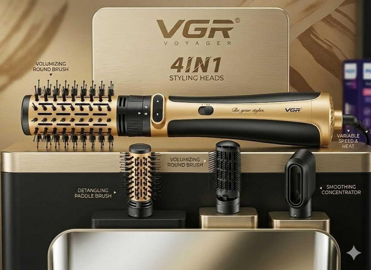 سشوار برسدار چرخشی VGR مدل V-495 | توان ۱۲۰۰ وات + حالتدهی حرفهای مو