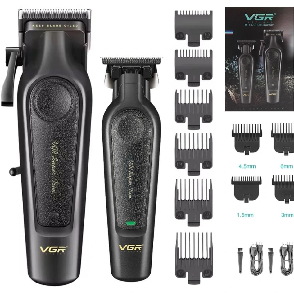 ست حرفه‌ای ماشین اصلاح VGR مدل V-197 و V-995 | پکیج کامل اصلاح سر و صورت