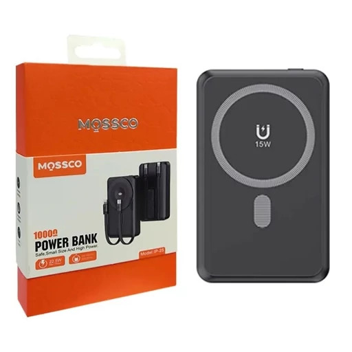 پاوربانک وایرلس موسکو Mosco مدل IP-25 | ۱۰ هزار میلیآمپر | فست شارژ ۲۲.۵ وات