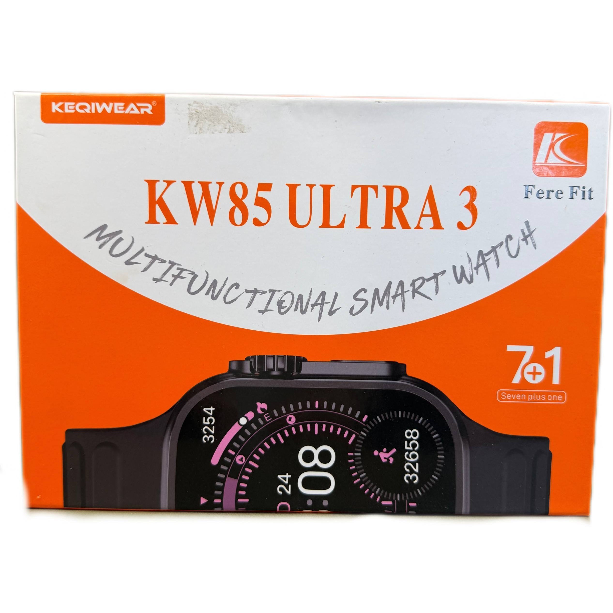 ساعت هوشمند کیوکر مدل KW85 Ultra3 (همراه با ۷ بند) | قیمت ساعت هوشمند ۷ بند